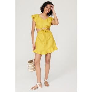 Marissa Webb x RTR Yellow Cutout Mini Dress Size 4 As Is Condition